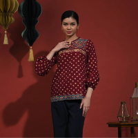 NONA RARA - Ambar Sembagi Rayya T3928, Baju kerja blouse batik wanita modern