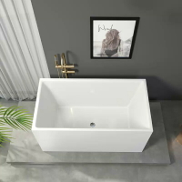 【可開發票】免安裝方形浴缸家用亞克力無縫一體加深可移動浴缸小戶型定制小缸