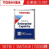 TOSHIBA東芝 16TB 3.5吋 SATAIII 7200轉企業級硬碟 五年保固(MG08ACA16TE)