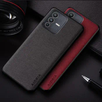 Case for Vivo V23 S12 5G coque business style simple design lightweight durable solid color textile leather cover funda