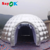 SAYOK 5m Dia. Giant Inflatable Igloo Tent Silver Inflatable Igloo Dome Tent with Blower for Club Wedding Party Event
