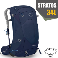 OSPREY Stratos 34 透氣立體網架健行背包(原廠防水背包套)/超輕量抗撕裂尼龍布料_海鯨藍 R