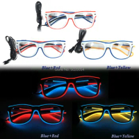 New Fashion Neon LED Glasses Wedding Light Glowing Sunglasses EL Wire Night Vision Glasses