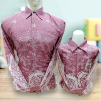 DUSTI PINK MEWAH KEMEJA BATIK PRIA PREMIUM COUPLE AYAH DAN ANAK LENGAN PANJANG LAPIS FURING Katun Se