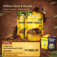 2 Pack Zest Meal Replacement Protein - Berperisa Coklat Tinggi Protein - 2 Freegift