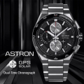 SEIKO 精工 SSH151J1 ASTRON GPS衛星定位雙時區鈦金屬手錶 黑色/銀色 100M防水