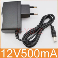 500PCS High quality AC 100V-240V Converter Switching power adapter DC 12V 500mA 0.5A Supply EU Plug DC 5.5mm x 2.1mm