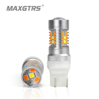 New 2x T20 7443 W21/5W Dual Color Type White Amber Yellow Switchback LED 3030 28smd LED DRL Turn Signal Parking Light Bulbs