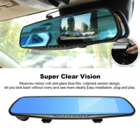 Car DVR Dash Camera 170° Wide Angle Lens Video Recorder Rearview Mirror Dash Cam Front Cam Driving Recorder