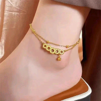 Gelang Kaki Koin 2 layer Titanium anti karat