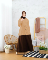 Gamis Seragam Guru Kombinasi Pramuka Model Setelan Twopeach Bahan Full Katun Toyobo Muslim Panjang T