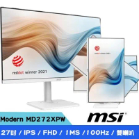 (快速到貨)MSI微星 Modern MD272XPW 27吋美型商務螢幕 (IPS/100Hz/1ms/DP/喇叭)