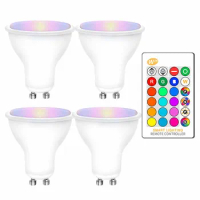 4PCS GU10 RGB LED Bulbs 8W GU10 RGBW RGBWW Led Lamp White / Warm White GU 10 with 16 Colors IR Remote Control Memory Function