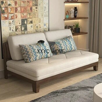 Multifunctional Solid Wood Sofa Bed Foldable Dual-Purpose Log Wind Single Variable Bed