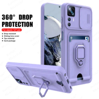 For Xiaomi 12T Pro 5G Case Push Camera Protect Silicone Funda Xiaomi12T Mi 12 T T12 12TPro Car Magnetic Holder Card Wallet Cover
