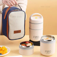 Bento Lunch Box Set Portable Keep Warm Lunch Container With Insulated Bag Stainless Steel Thermal Food Container Kids Lunch Box