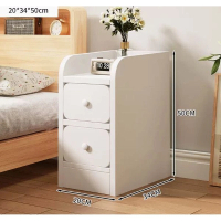 床頭櫃極窄臥室簡易 ([超窄雙抽款]暖白20*34*50cm）
