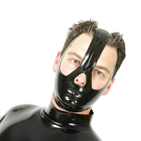 男士露頭面罩 黑色乳膠面具 派對裝扮服飾面具 性感情趣面具