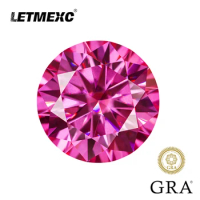 Letmexc Pink Moissanite Loose Stone Lab Diamond VVS1 Excellent Round Cut for Custome Rings Come with GRA Report Top Quality
