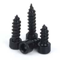 100pcs M4 Carbon Steel With Black Hexagon Socket Cap Head Self Tapping Screw Model Screw M4*(10/12/16/20/25/30/35/40/50) Mm