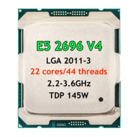 Xeon E5 2696 V4 CPU LGA 2011-3 22 Cores 44 Threads Turbo Up to 3.6GHz Support DDR3 and DDR4 Memory Server Maxcompute Workstation