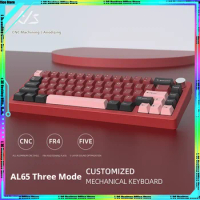 Black Lucky Snake AL65 Customized Mechanical Keyboard Tri-mode Wireless Bluetooth CNC Aluminum Lump RGB Hot Swap Keyboard Kit PC