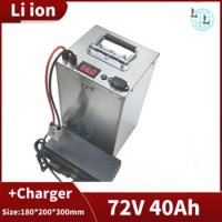 LL-Batterie Lithium-Ion Étanche, BMS pour Vélo, Tricycle, Scooter, 5000W, 3500W, 72V, 40Ah, Chargeur 8, 5 + 10A