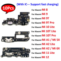 10Pcs，USB Charging Port Dock Charger Plug Connector Board Cable For Xiaomi Mi A3 8 9 9T 10 10T Lite Pro A1 A2 Lite Fast charger