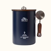 ZIWI巔峰 不鏽鋼 飼料桶 4.5L-藍色 (儲物桶 密封罐 飼料罐 不鏽鋼 儲糧桶 飼料存放 胡桃木)
