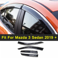Lapetus Auto Styling Side Visor Guard Window Rain Awnings Shelters Cover Trim 4PCS Fit For Mazda 3 Sedan 2019 - 2022 Accessories