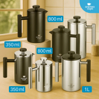 French Press Coffee Stainless Steel Portable Kopi Maker Pot Plunger 350 ml 800 ml 1000 ml 1 Liter