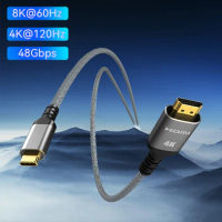 CYANMI USB C to HDMI Cable 8K 4K Type C to HDMI 2.1 Thunderbolt 4&amp;3 to 8K60Hz 4K120Hz for iphone 15 Pro Max MacBook Galaxy Dell