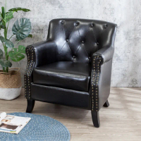 【BODEN】卡特美式黑色皮沙發單人座椅/一人座(二入組合)