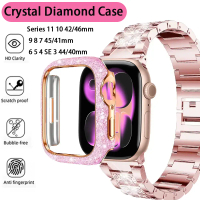 Cangkang Kaca + Sarung, Untuk Apple Watch 11, 10, 46mm dan 42mm, Cangkang Pelindung Skrin Berlian Kr