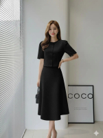 SALE BỎ MẪU - Set Xốp Hoa Thiết Kế Lịch Sự Đi tiệc, Đi Chơi U30, U40 TK2411 Nữ Áo Women Đen