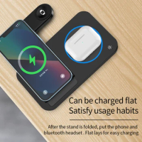 100W 4 in 1 Foldable Wireless Charging Station For iPhone 14 15Pro Apple Watch 7/6 For Samsung Galaxy Watch Chargers 4/3 S22 S21