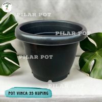Pot Bunga Tanaman Plastik Hitam Vinca 35 Kuping - VINCA 35 KUPING