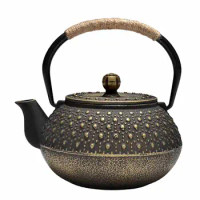 Cast Iron Teapot Rustic Loose Leaf Tea Pot with Teapot Lid Clip for Boiling Hot Water for Family Outdoor Restaurant Home Picnic