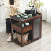 移動茶臺家用小茶桌客廳茶幾桌陽臺泡茶車燒水壺一體茶具套裝竹木