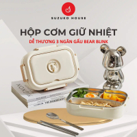 Hộp cơm bento Bear Blink 3 ngăn Inox 304 SUZUKO HOUSE , Hộp đựng cơm mang văn phòng giữ nhiệt k