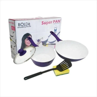 READY SUPER PAN BOLDe Purple 5Set - PANCI GRANITE CERAMIC COOKWARE SET ORI