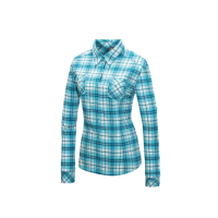 【Mountneer 山林】女彈性抗UV格子長袖襯衫-海洋綠-31B06-64(襯衫/女裝/上衣/休閒上衣)