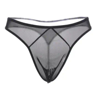 Sexy men's thong ultra-thin transparent network yarn low waist underwear sexy underwear the temptation T pants