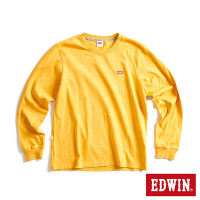 EDWIN 露營系列 背後富士營地LOGO印花長袖T恤-男-桔黃色