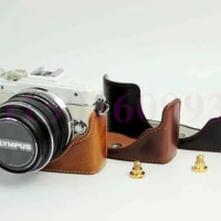 PU Leather Camera Bag Half Case Cover For Panasonic For for Olympus Pen Lite E-PL7 E-PL8 EPL7 EPL8 Camera Half Body Set