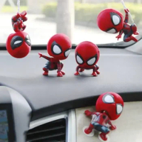 Marvel Spiderman Action Figure Q Version Kawaii Desktop Ornaments Bobblehead Car Decor Christmas Gifts For Child