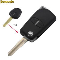 Jingyuqin 2 Button Remote Flip Car Key Case Shell Fob for Mitsubishi Pajero Sport Outlander Grandis ASX (left blade) Car Styling