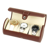 Wholesale 3 Slots Roll Leather Watch Storage Boxes Case Black Men's Display Watch Case New Bracelet Jewelry Gift Boxes