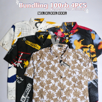 Valfort -100rb Dapat 4 pcs Kemeja Hawai Pria Santai Abstrak Motif Surfing Lengan Pendek Cowok Distro