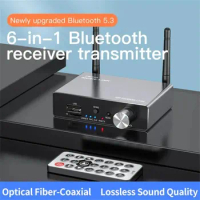 6 In 1 DAC Bluetooth-compatible 5.3 Receiver Transmitter Optical Coaxial Digital To Analog Wireless Audio Adapter